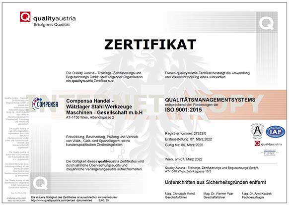Screenshot des ISO 9001 Zertifikats • ISO 9001 certificate • ISO 9001 认证截图